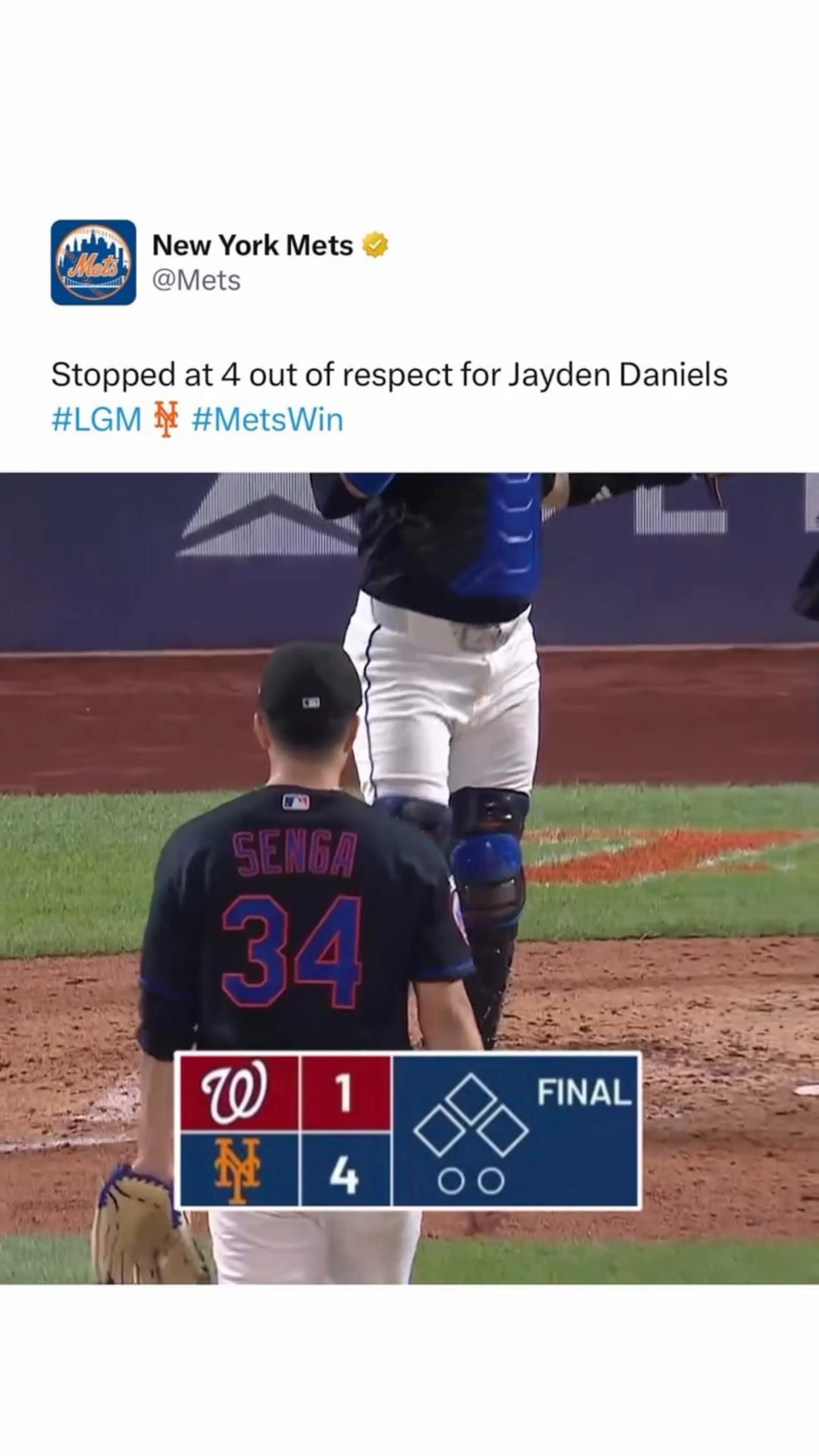 Mets Roast Jayden Daniels 💀 (via @MLB)